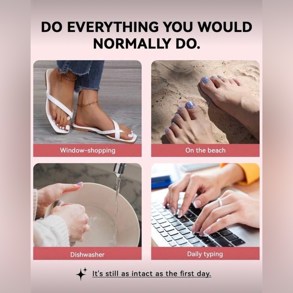 Navy Blue Iridescent Metallic Coffin Nail Kit | 24-Piece Press-On Nails | New - Picture 6 of 9